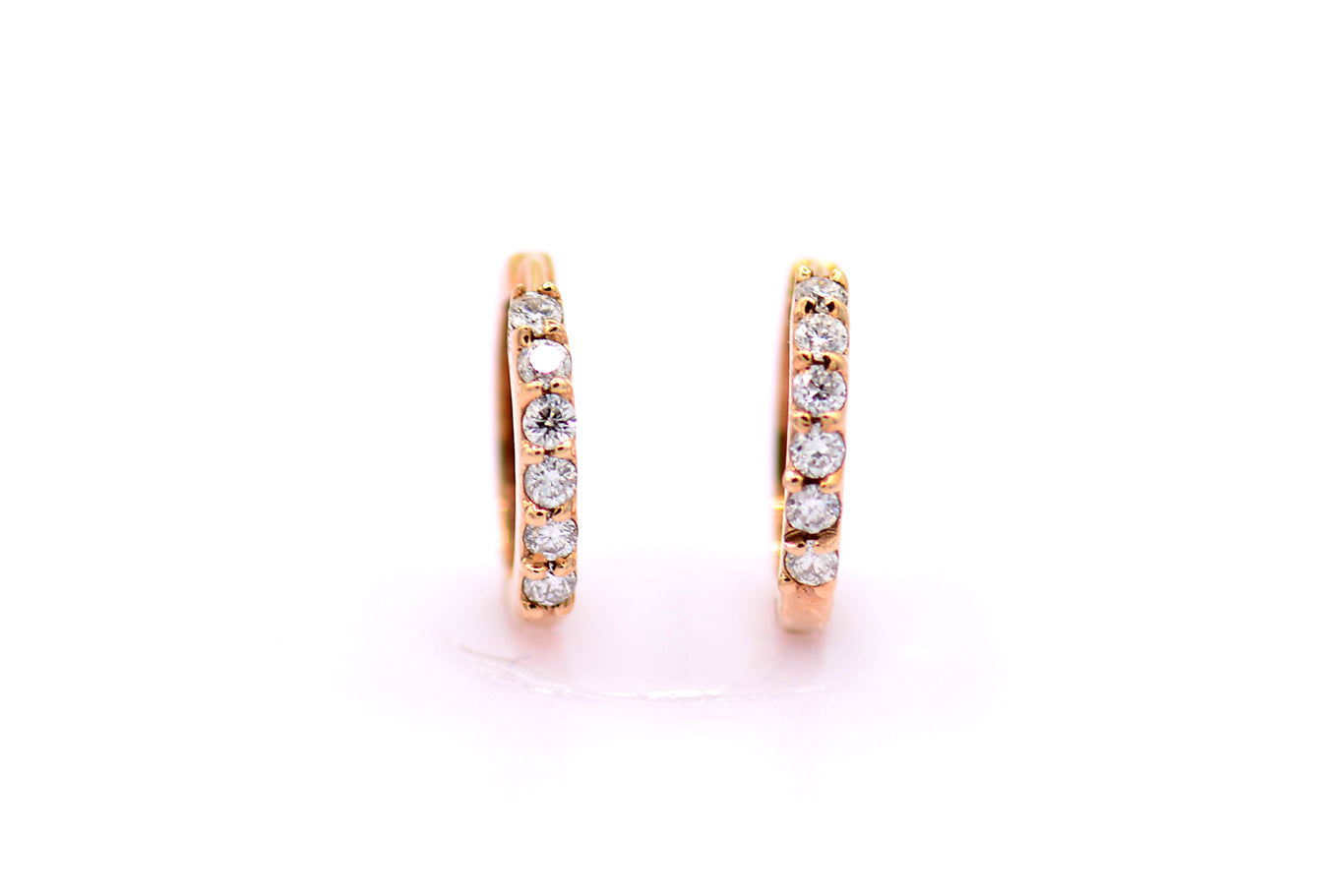 0.16ct Round Diamond Hoop Earrings in 14K Rose Gold