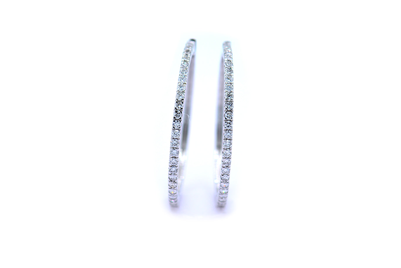 0.69ct Round Diamond Hoop Earrings in 14K White Gold