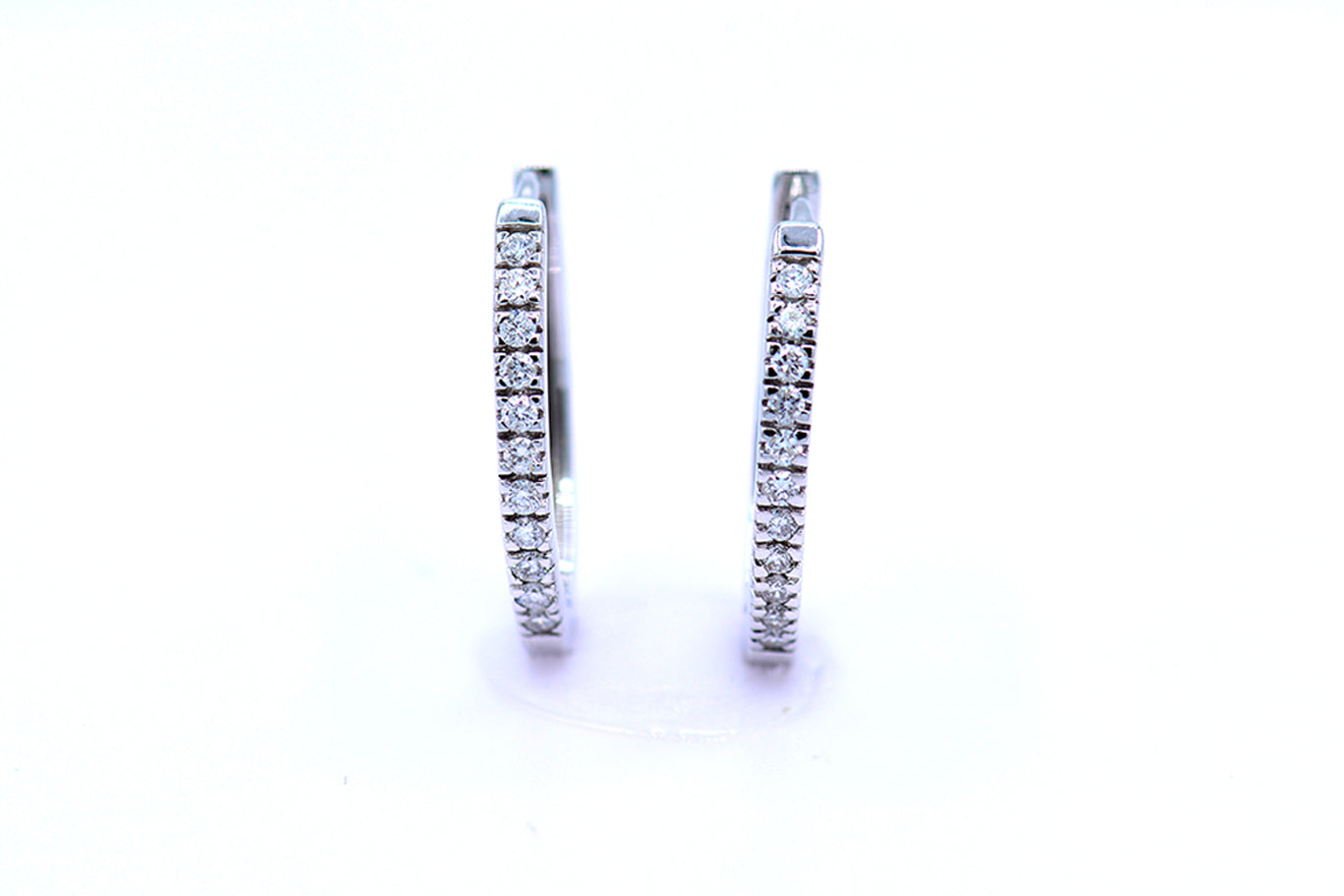 0.22ct Oval Diamond Hoop Earrings in 14K White Gold