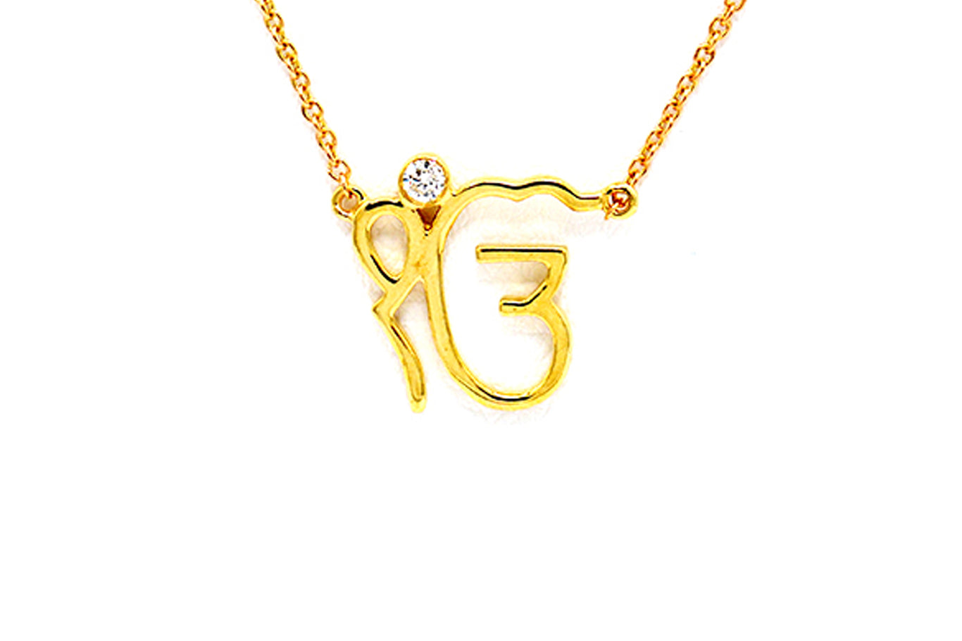 Ek Omkar Yellow Gold Diamond Pendent Necklace