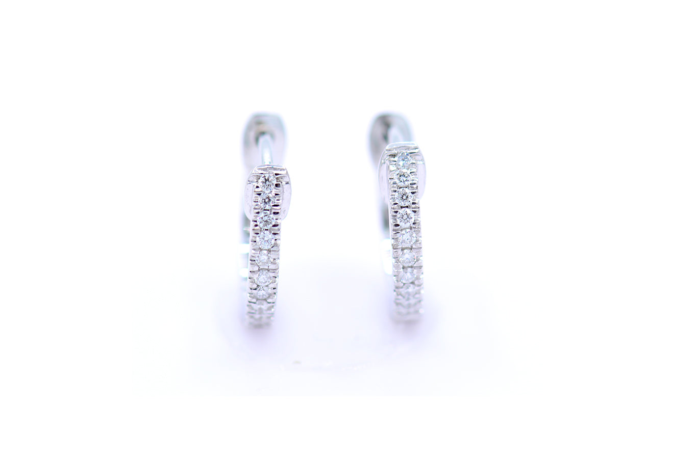 0.17ct Round Diamond Hoop Earrings in 14K White Gold